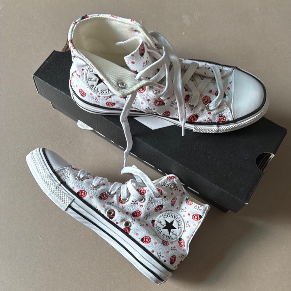 Converse White with Ladybug 🐞 pattern High-Top Sneakers
